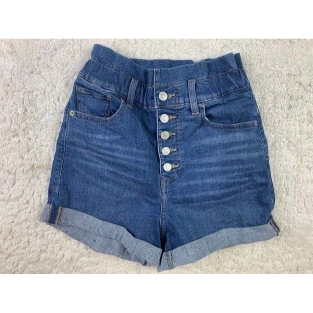 Express Size XS Womens Shorts Paper Bag Waist Button Fly Super High Rise Shortie